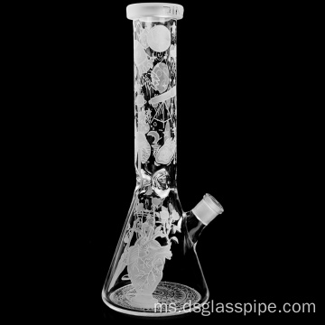 Reka Bentuk Baru 14 inci Corak Jantung Sandblasted Beaker Hookah Glass Smoking Water Pipe